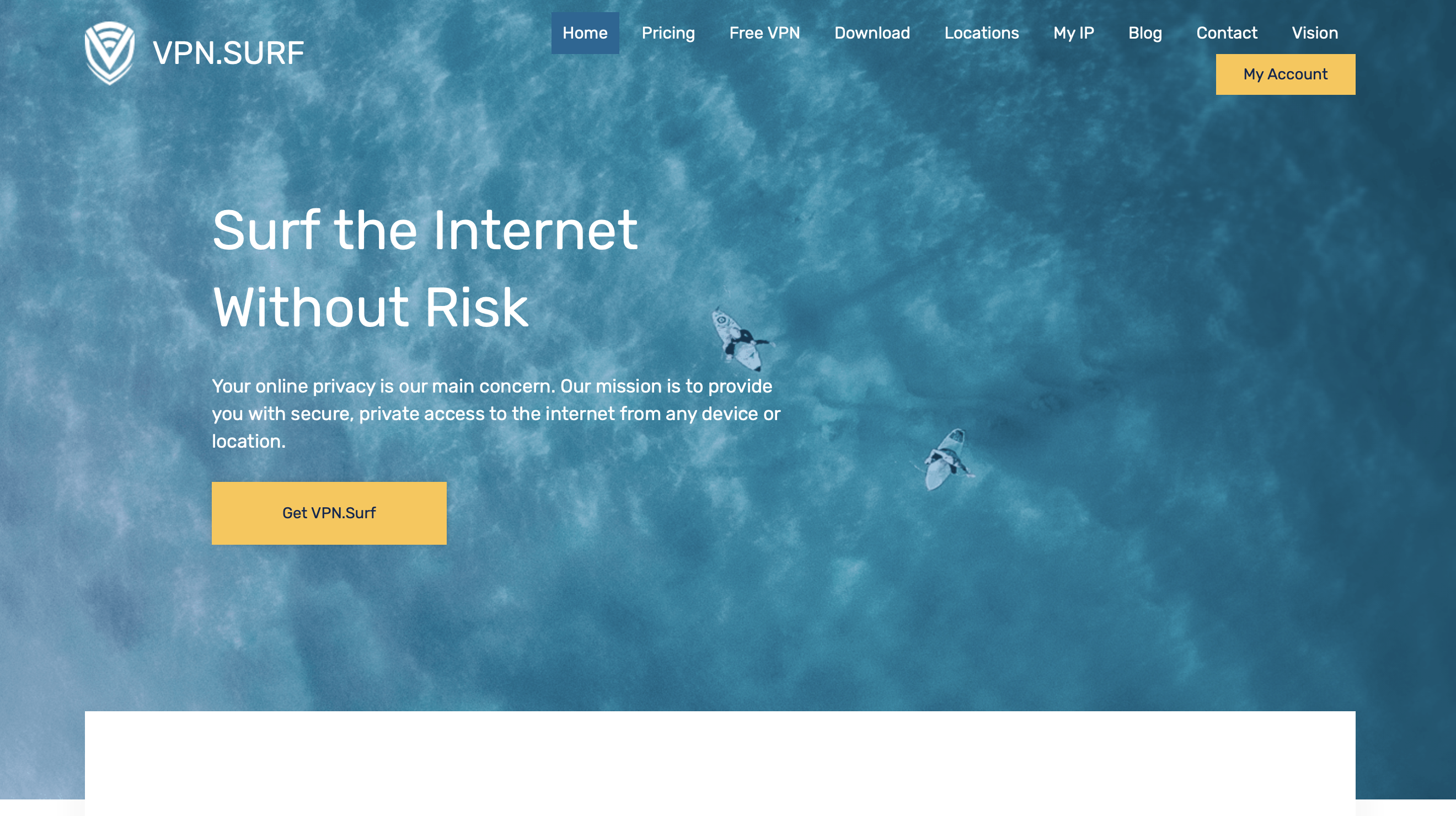 VPN Surf home page