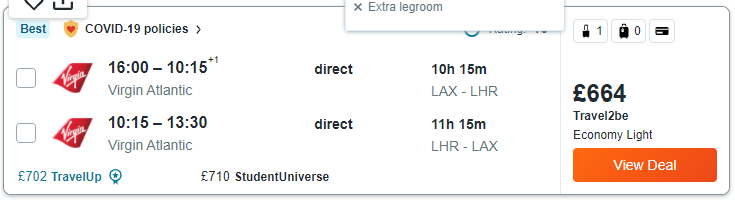 Flight Price with UK VPN