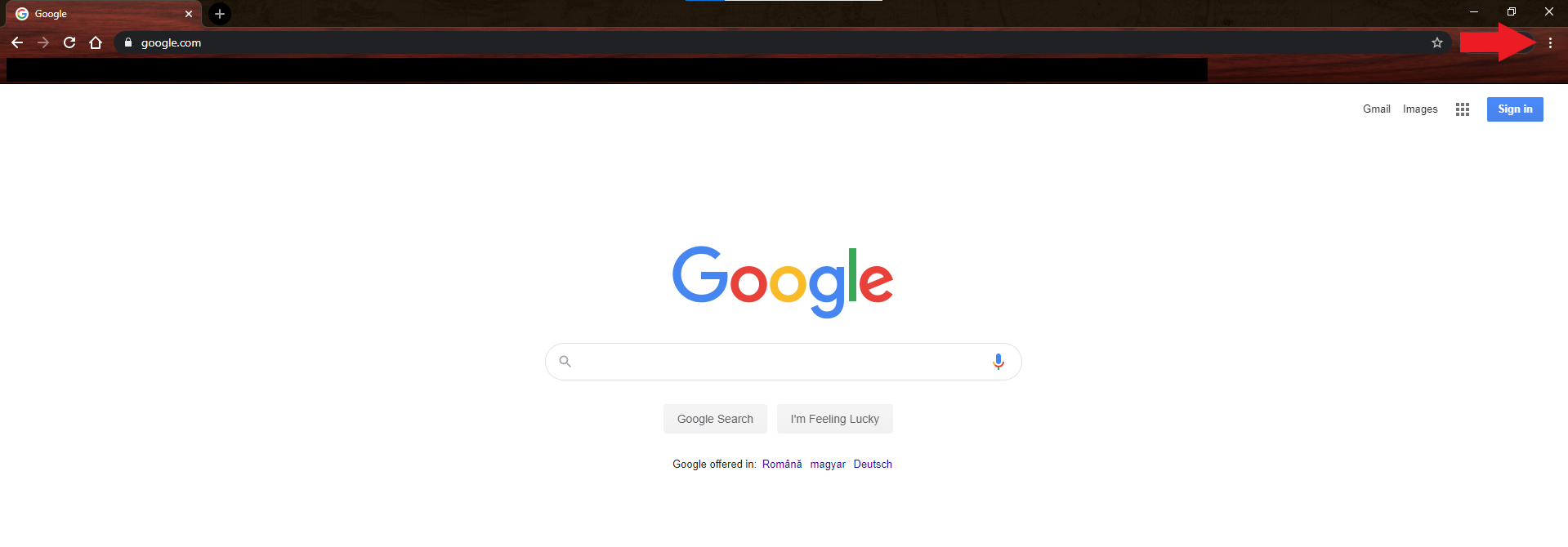 selecting menu from google chrome