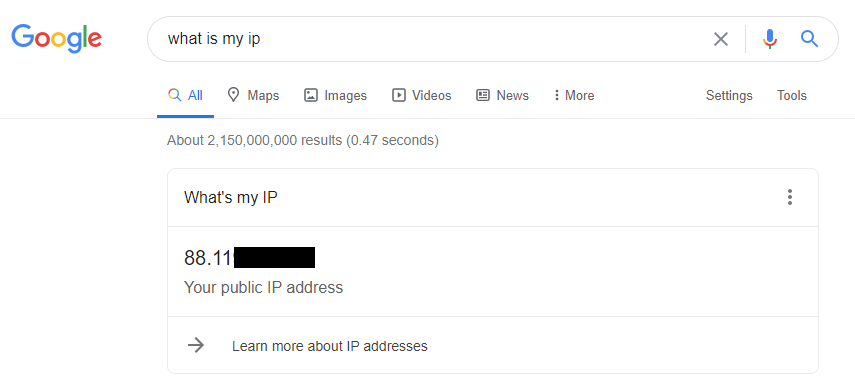 public IP from google